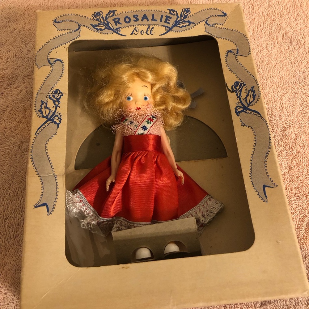 Vintage Rosalie 6” Doll in Red Dress With Original Box